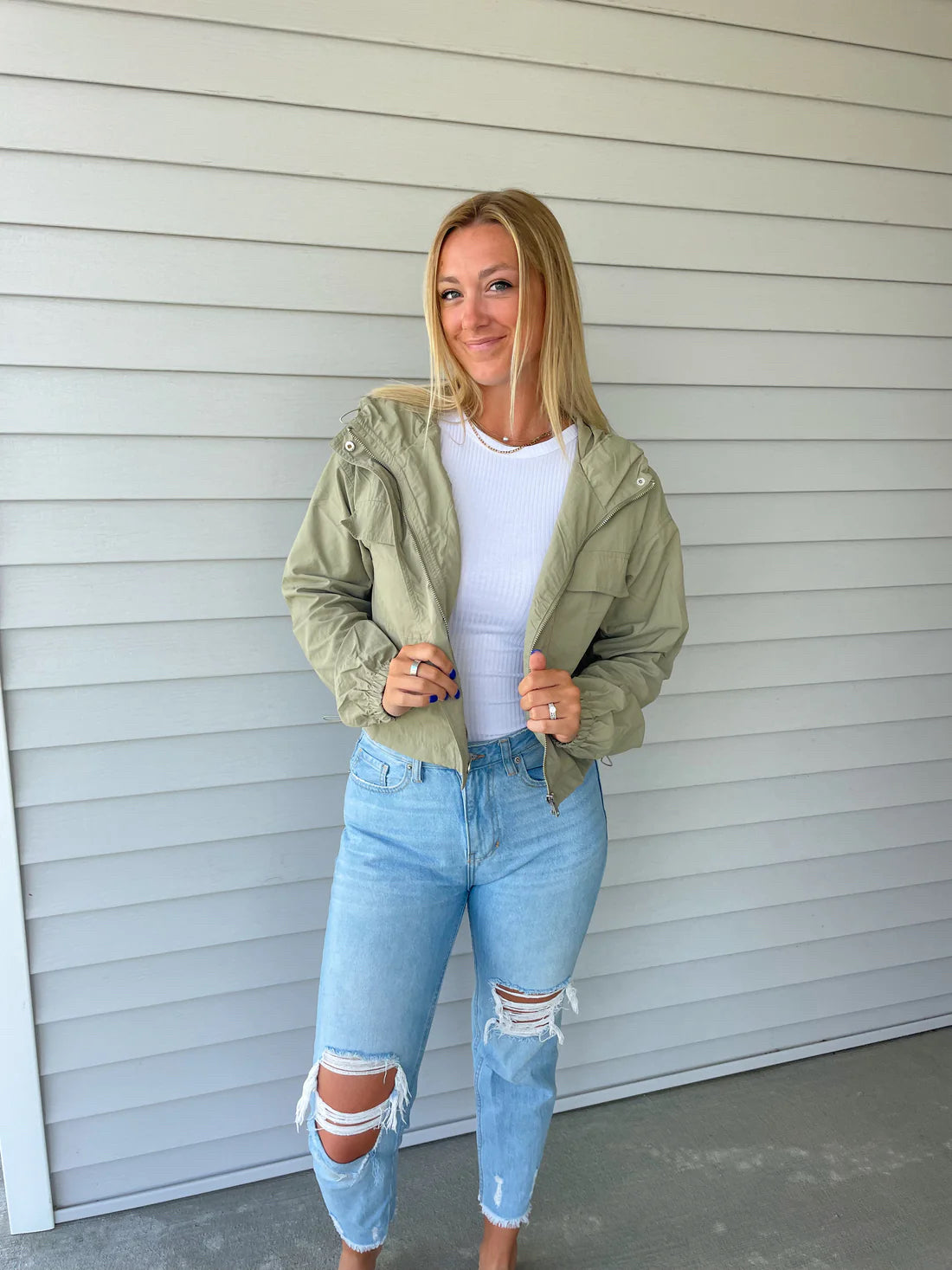 Olive windbreaker hotsell