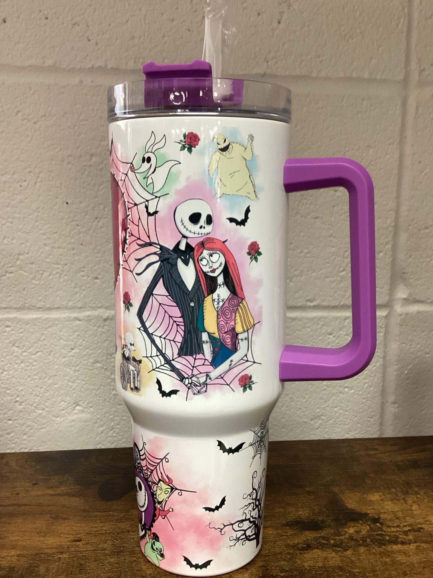 Nightmare Before Christmas 40 oz Tumbler - purple handle