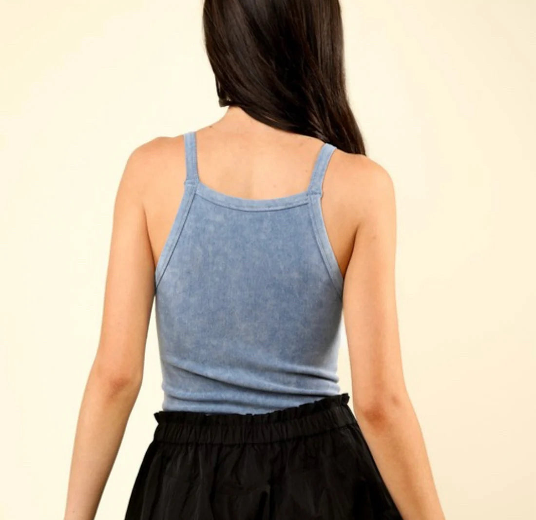 Denim Ribbed Tank - S/M