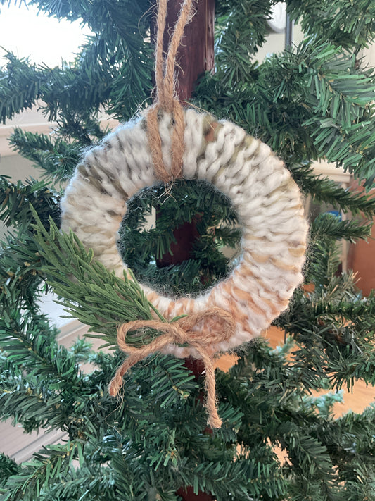 Neutral Yarn Christmas Wreath Ornament