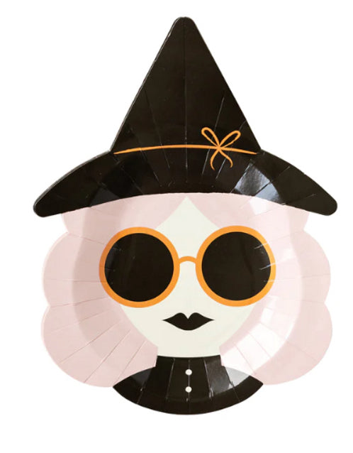 Pink Witch Shaped Paper Plate