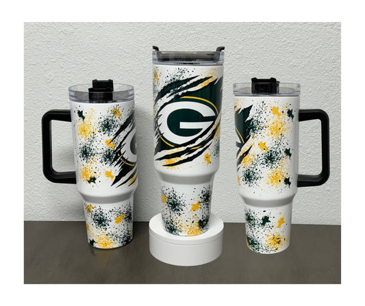 Green Bay Packers 40 oz Tumbler - black handle