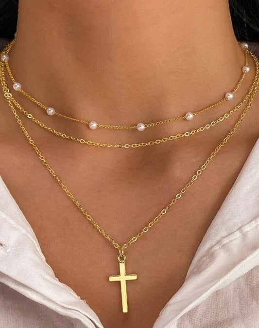 Cross Pearl Necklace