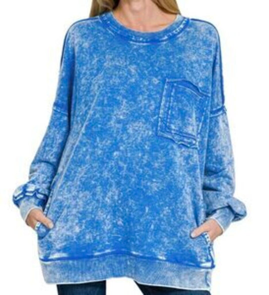 Bright Acid Wash Pullover Small