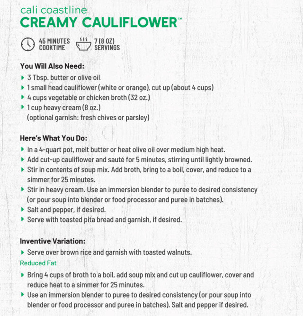 Creamy Cauliflower Soup Mix