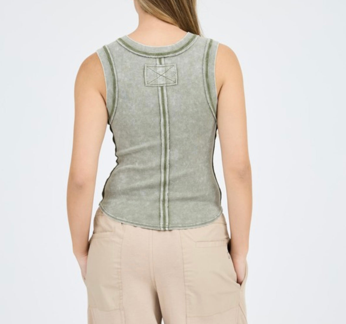Washed Olive Tank Small