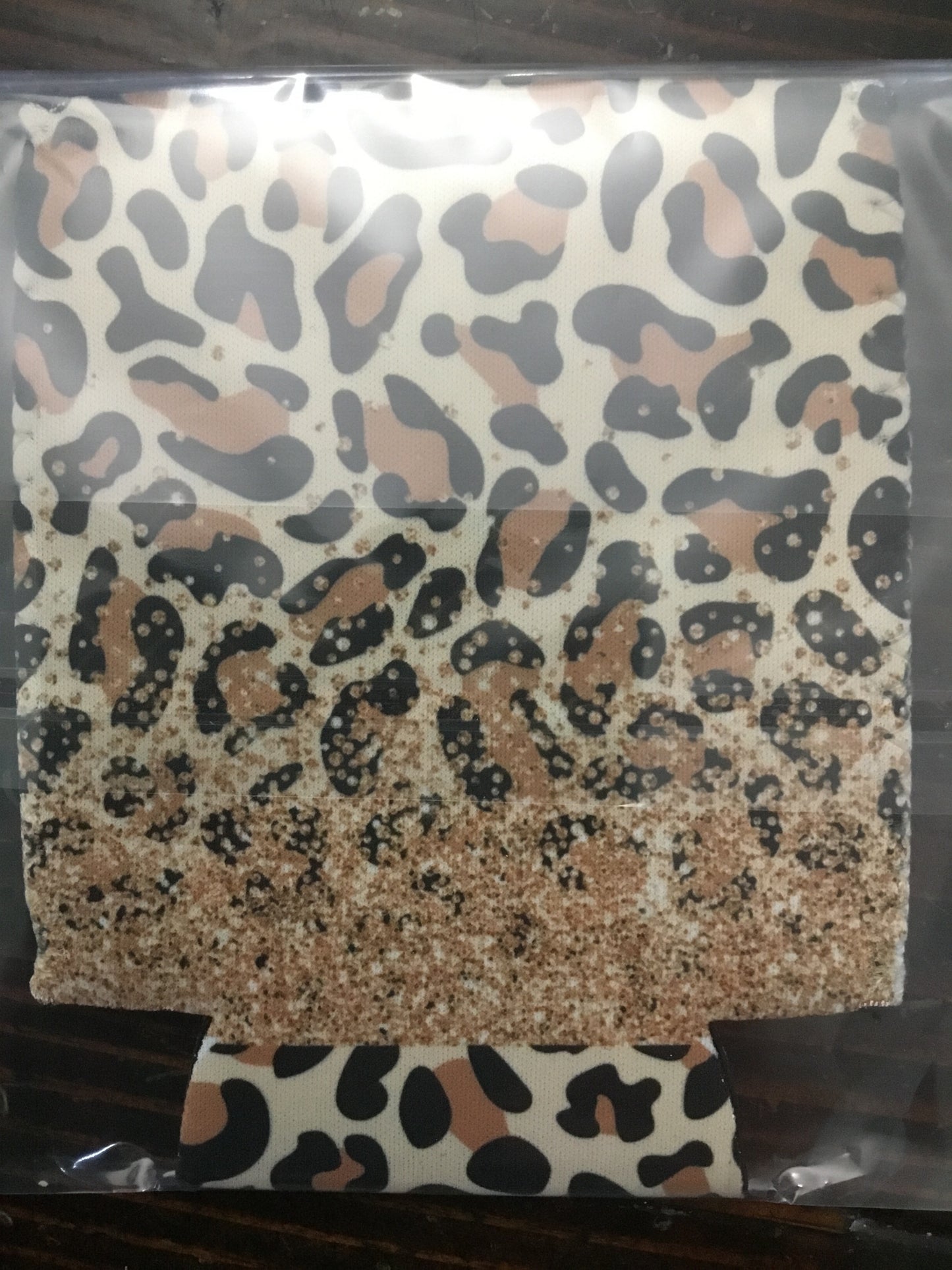 Glitter Leopard Print can cooler