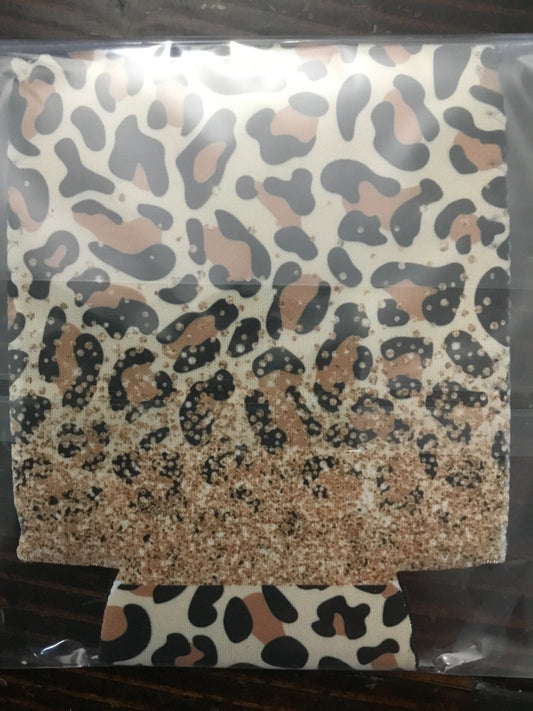 Glitter Leopard Print can cooler