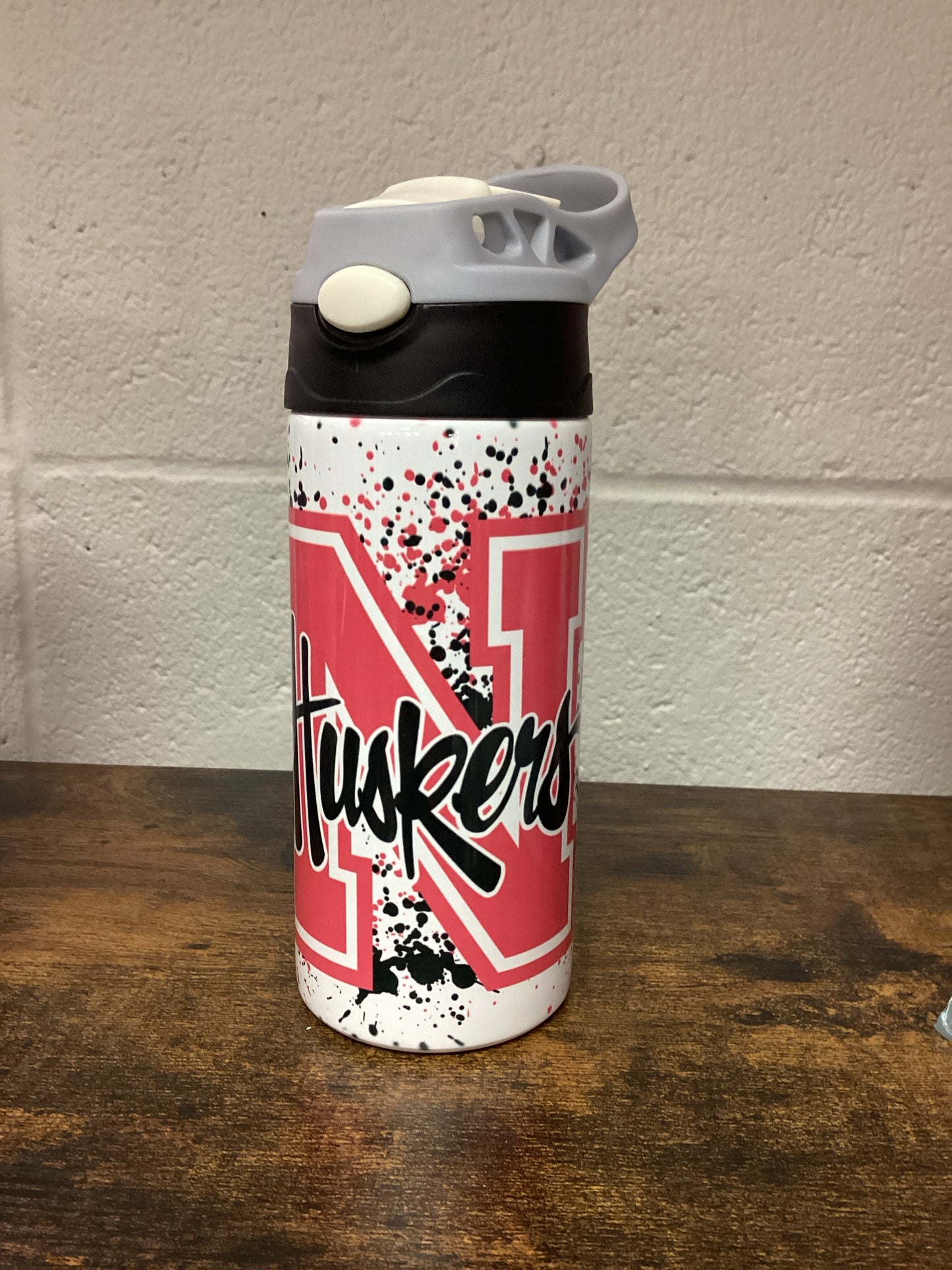 Nebraska Huskers Kids 12 oz Tumbler - blk/gray lid