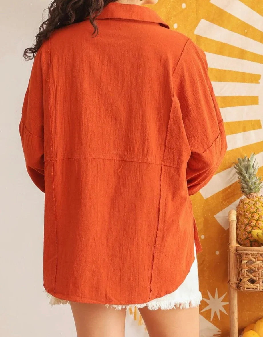 Rust Button Up Large Shirt