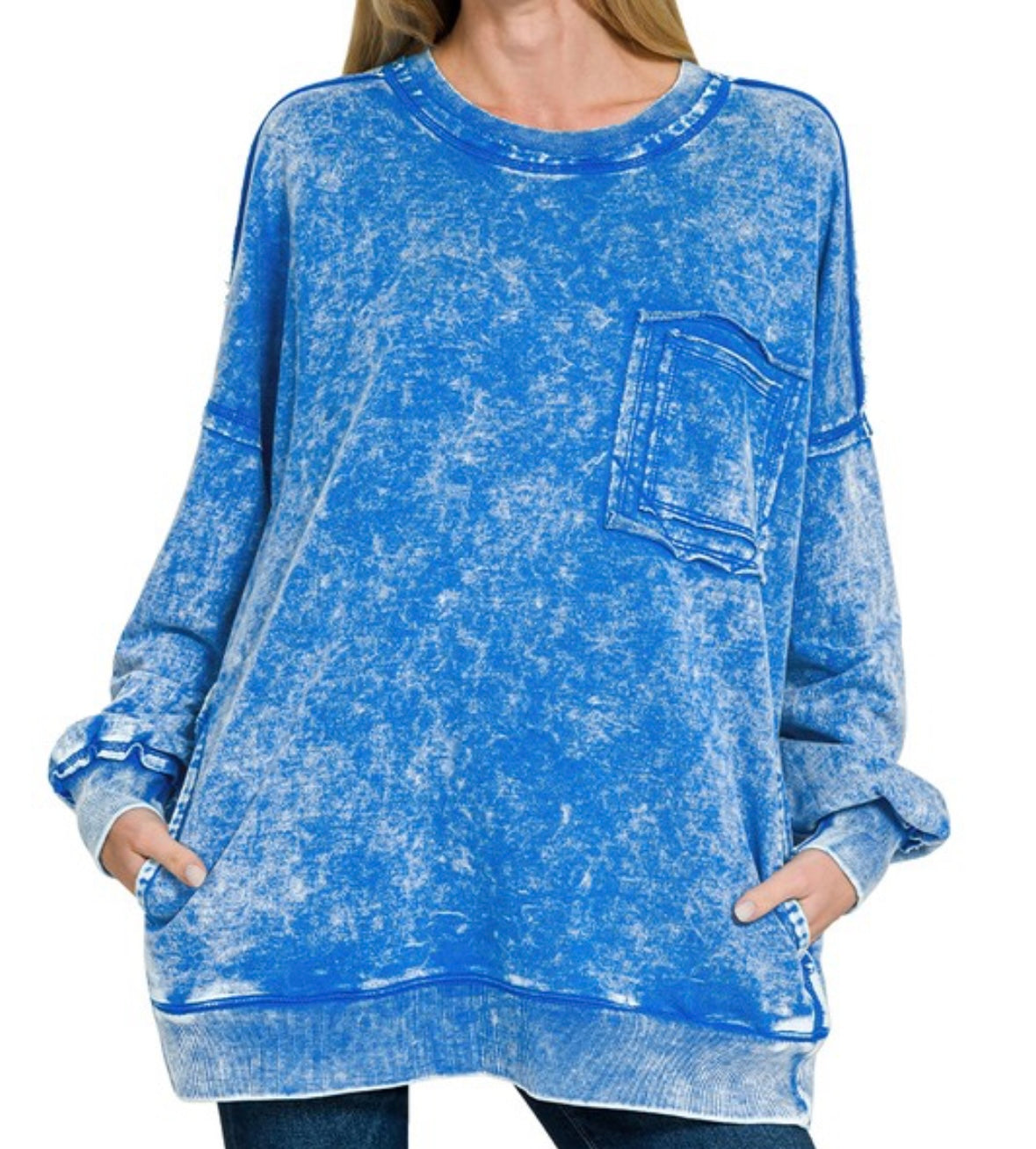 Bright Acid Wash Pullover Small