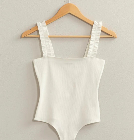 White Ruffle Bodysuit S