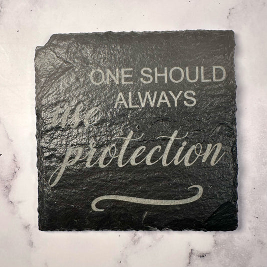 Use Protection slate coaster - Home Decor Wood Engraving