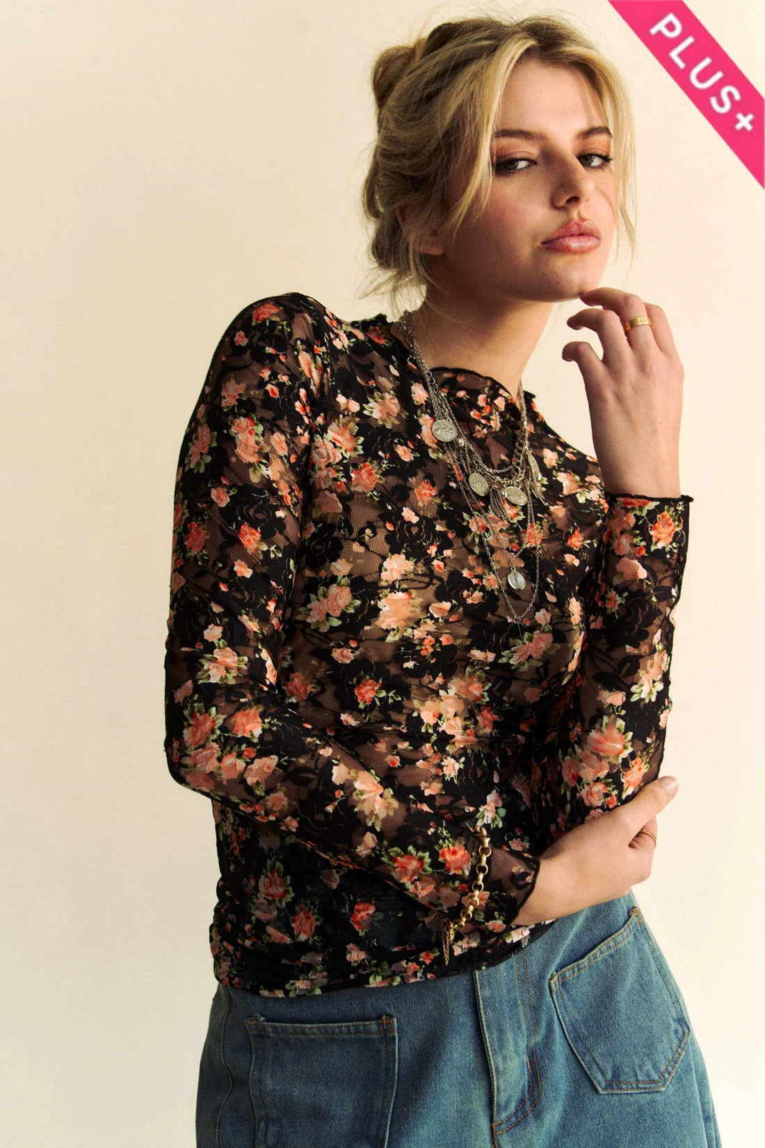 medium black floral top