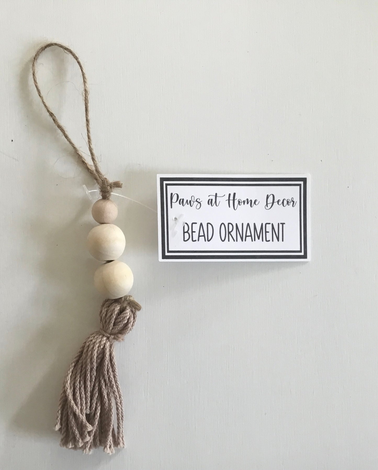 Tan Yarn Bead Ornament