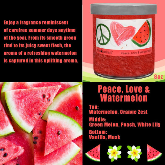 Peace, Love & Watermelon 8 oz Candle