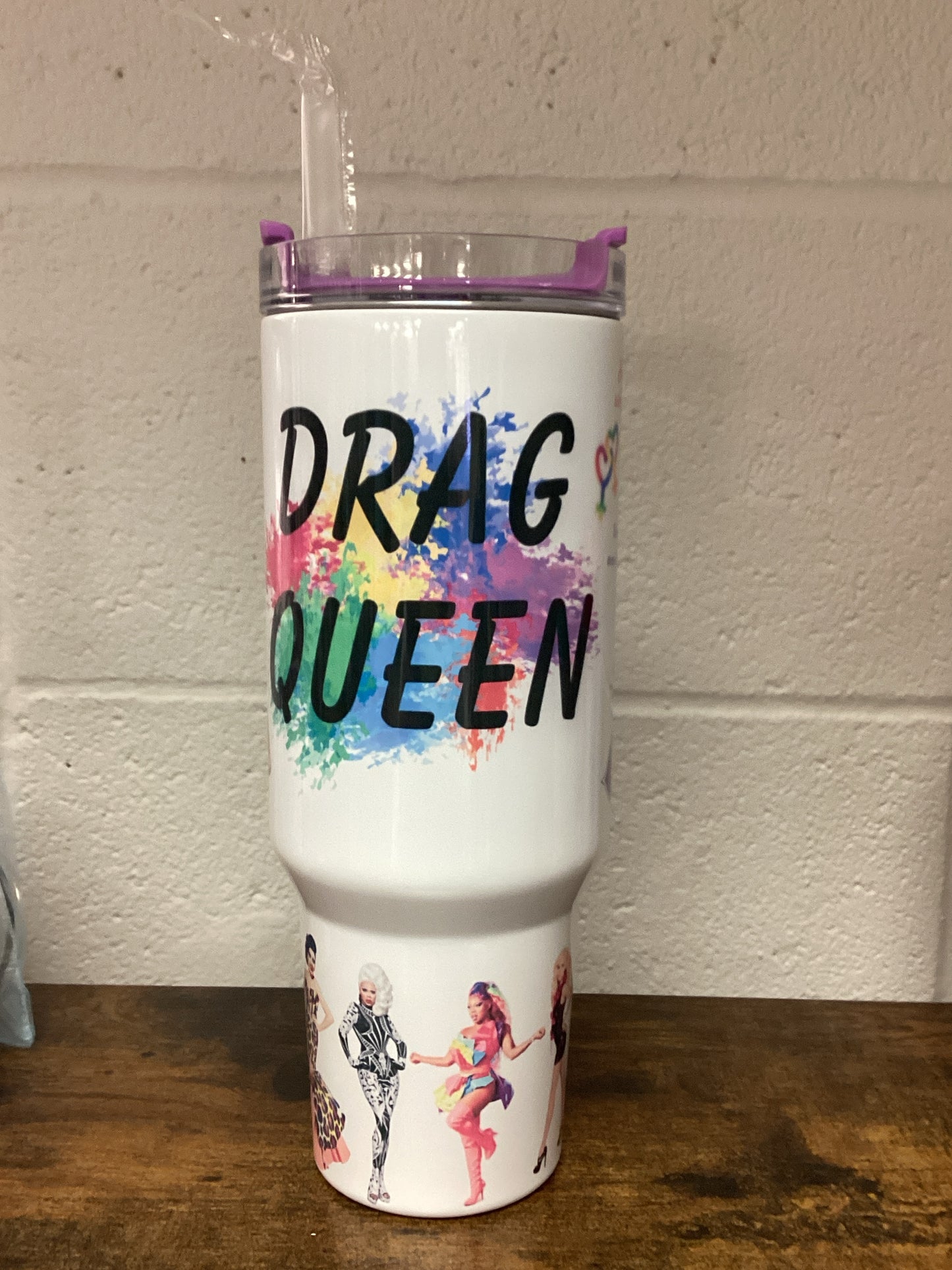 Drag Queen 40 oz. Tumbler - purple handle