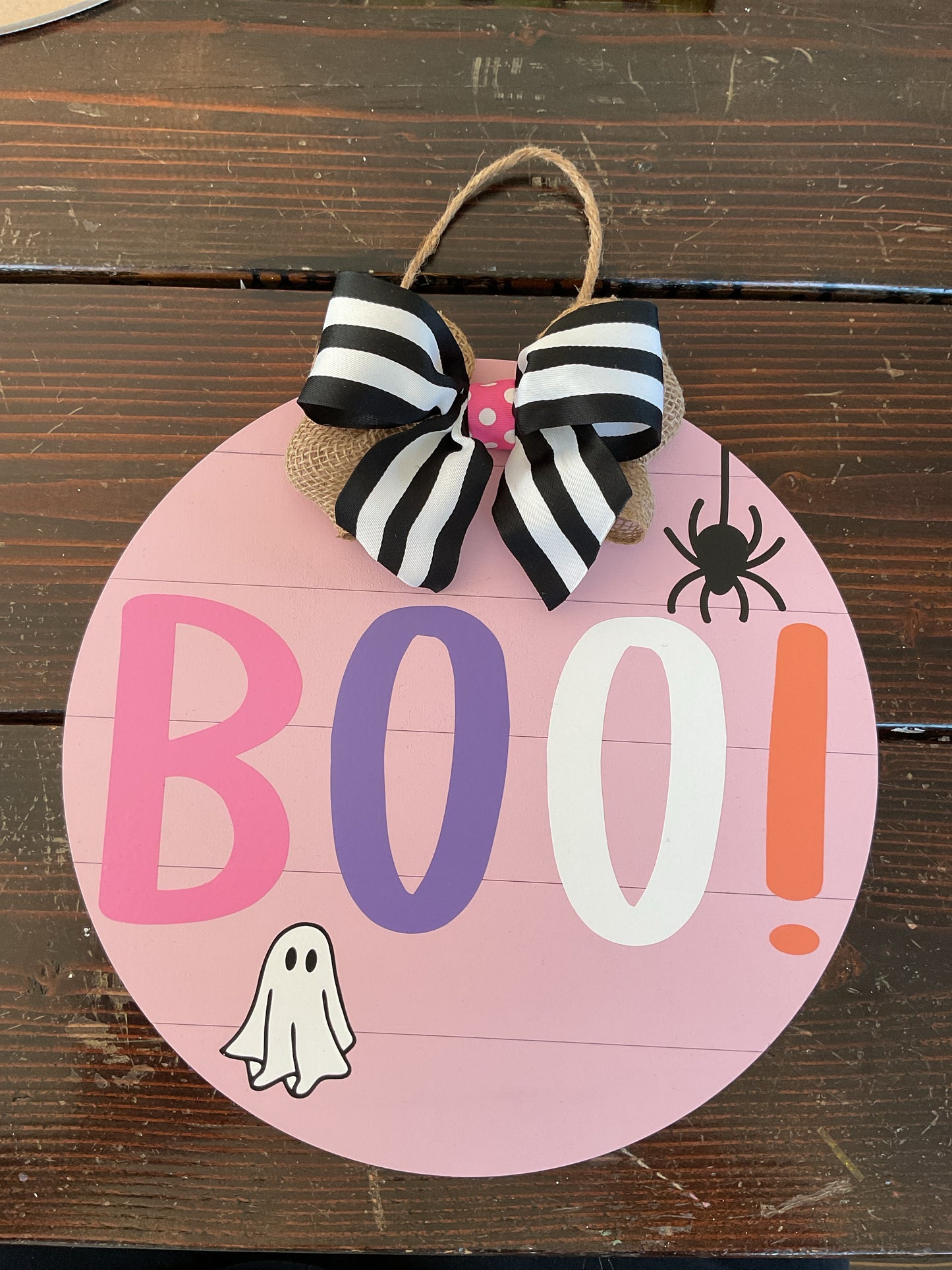 Boo Halloween Door Hanger - Pink Shiplap