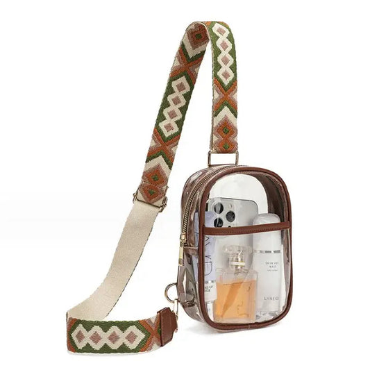 Clear Sling Crossbody - Brown