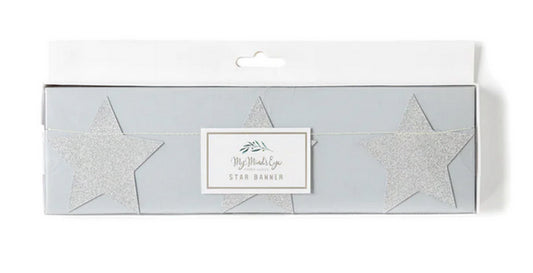 Winter White Glitter Star Banner