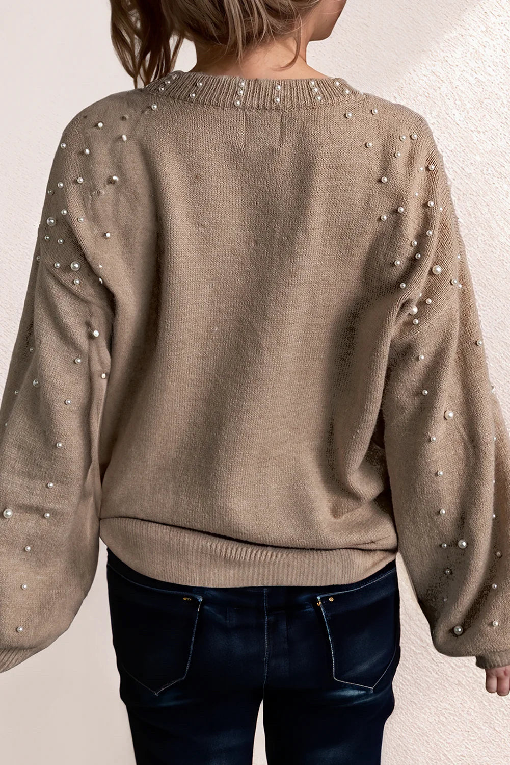 large pearl studded sweater