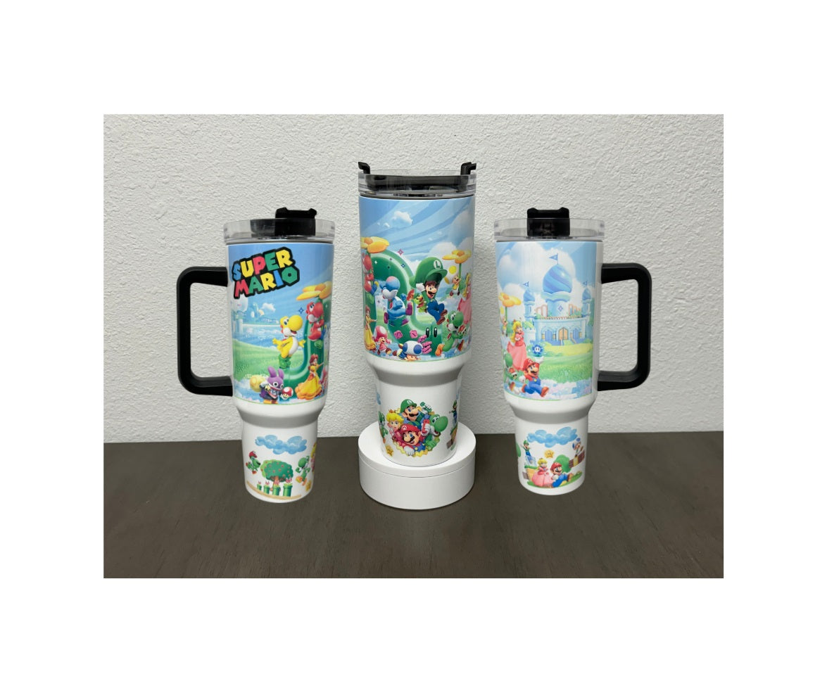 Super Mario Brothers 40 oz Tumbler - black handle