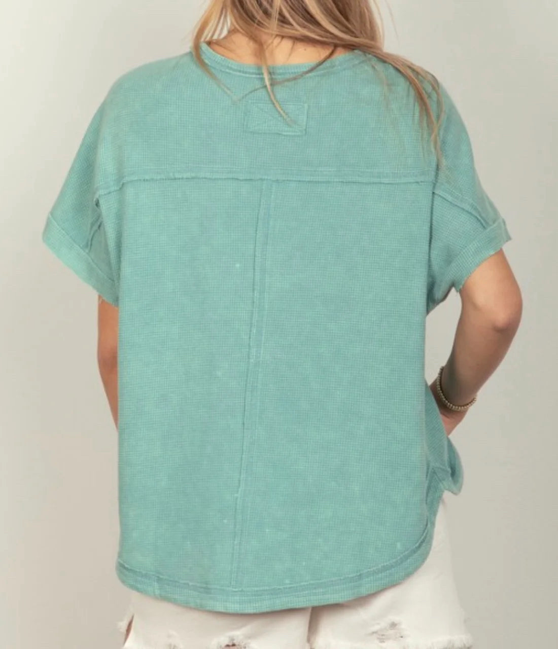 Blue Waffle Knit Top S