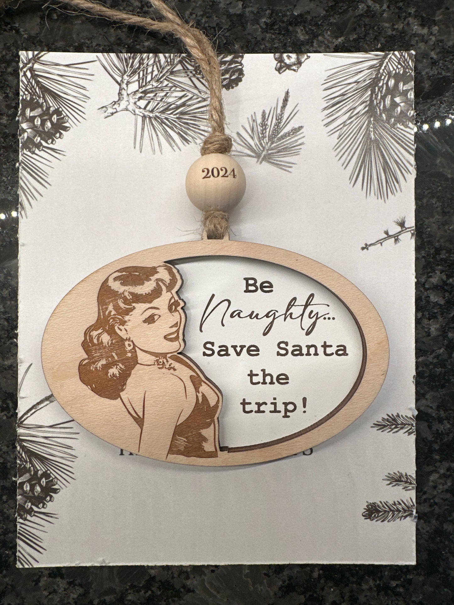 Retro - save santa a trip ornament