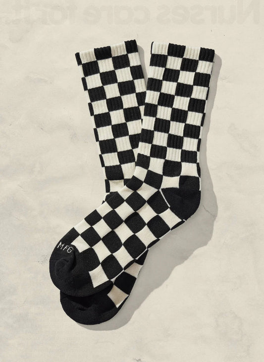 black checked socks