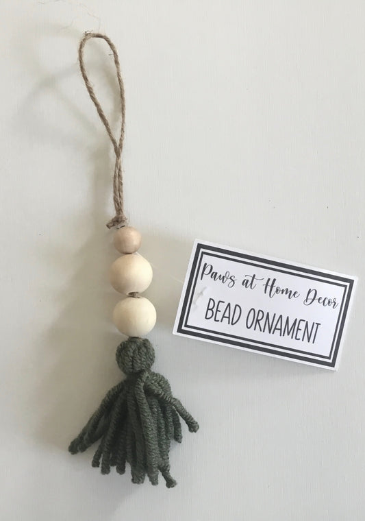 Green Yarn Bead Ornament