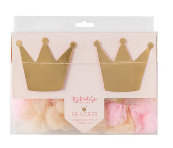 Princess Crowns & Pom Pom Tulle Banner