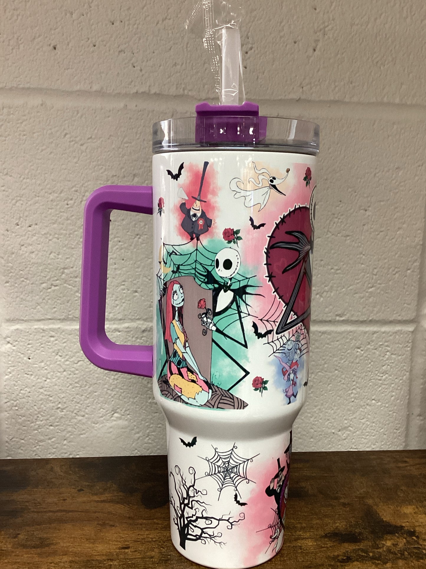 Nightmare Before Christmas 40 oz Tumbler - purple handle