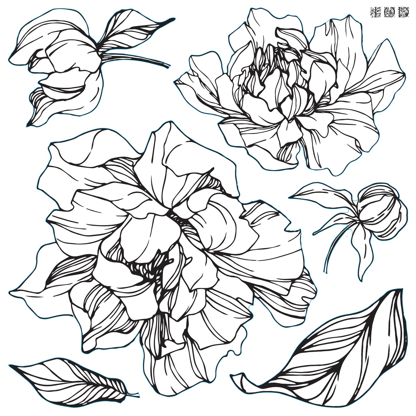 IOD Peonies Stamp