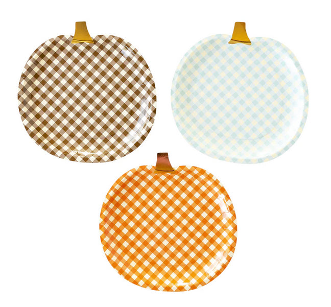 Harvest Gingham Pumpkin Plates