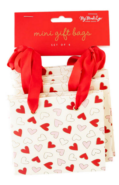 Gold outline hearts gift bag set