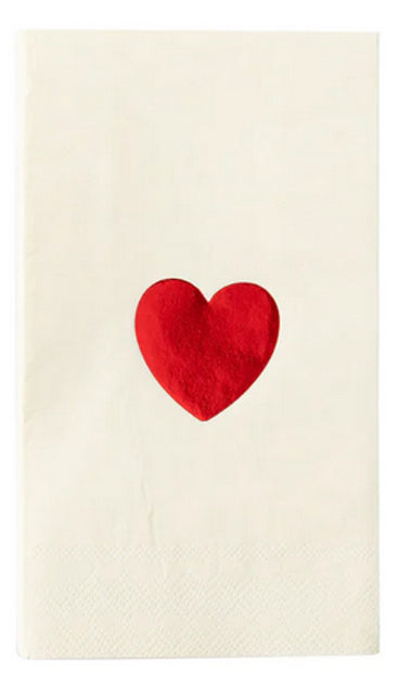 Red heart foil napkin