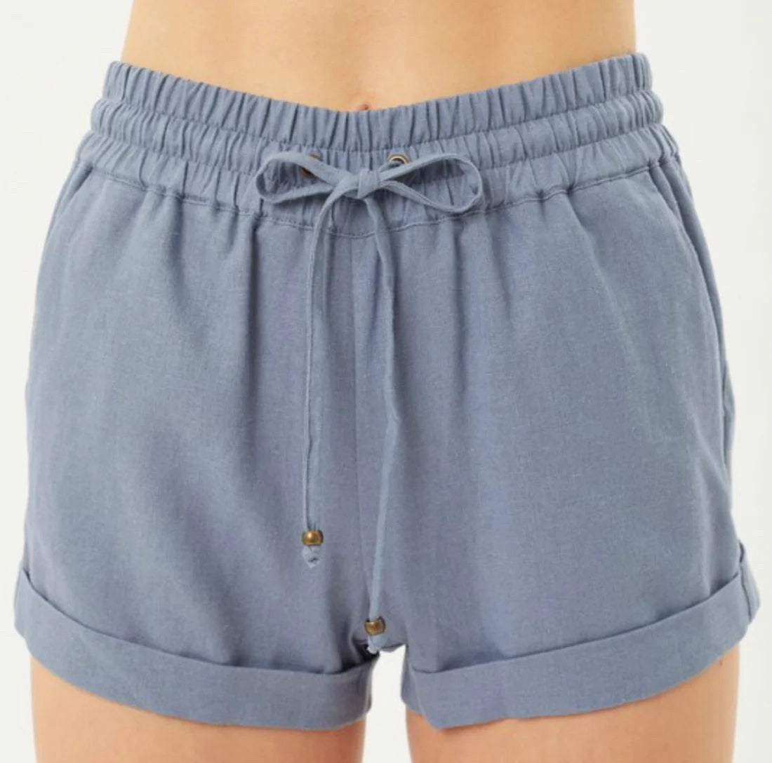 Blue Stone Linen Shorts S