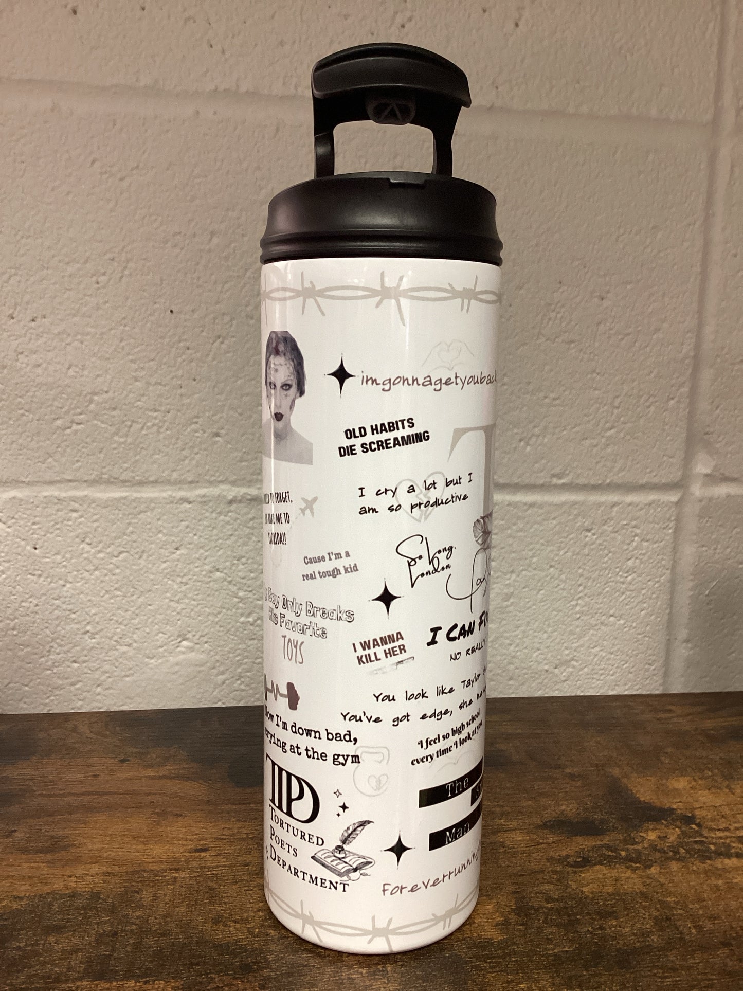 TTPD Lyrics Swiftie 20oz 2 in 1 lid Tumbler