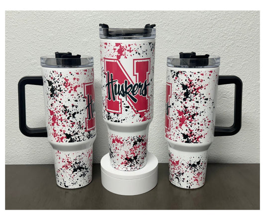 Nebraska Huskers 40 oz Tumbler - black handle