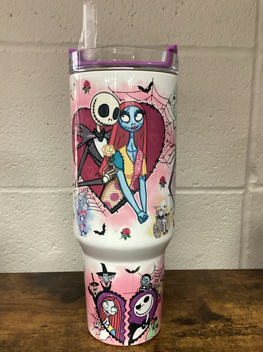 Nightmare Before Christmas 40 oz Tumbler - purple handle