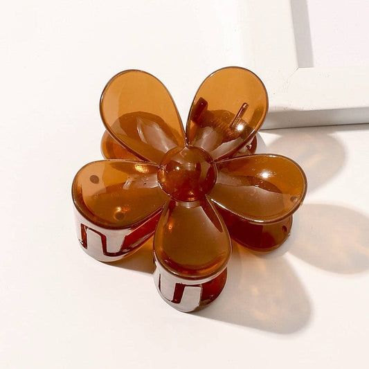 brown daisy claw clip