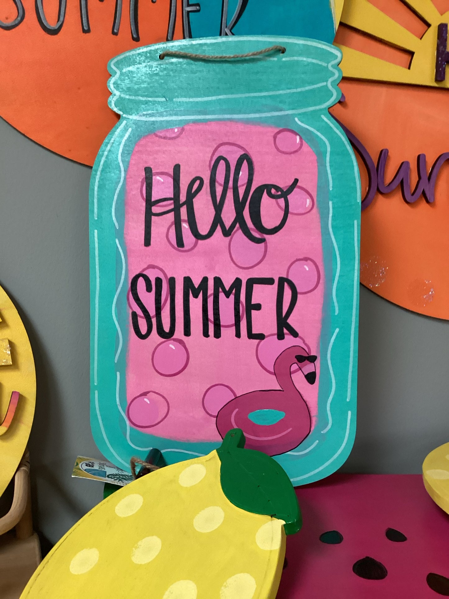 Hello Summer Jar sign