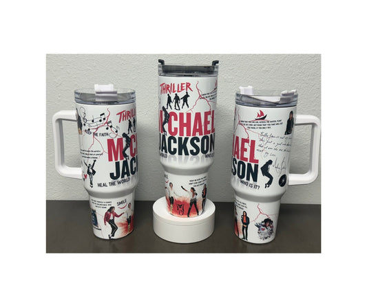 Michael Jackson 40 oz Tumbler - white handle