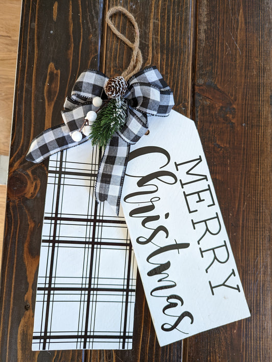 Merry Christmas Plaid Door Tags