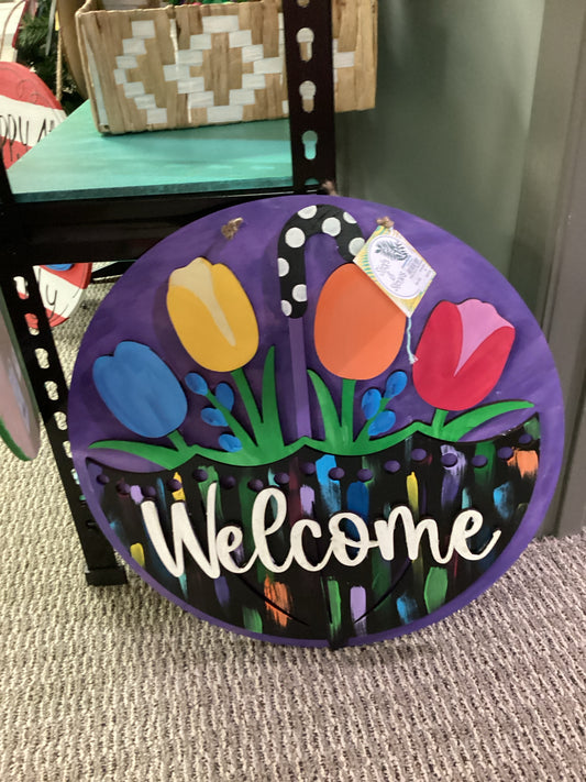 Tulip Welcome Door Sign