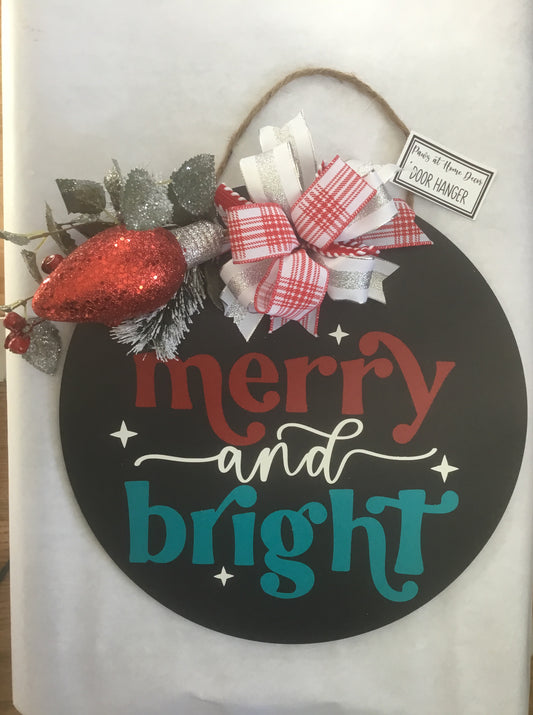 Merry & Bright door hanger