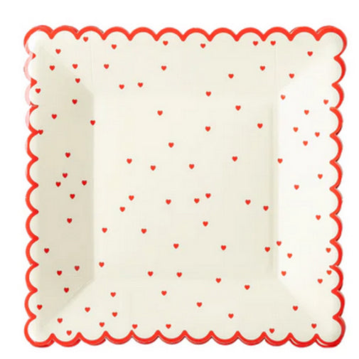 Red scattered heart plate