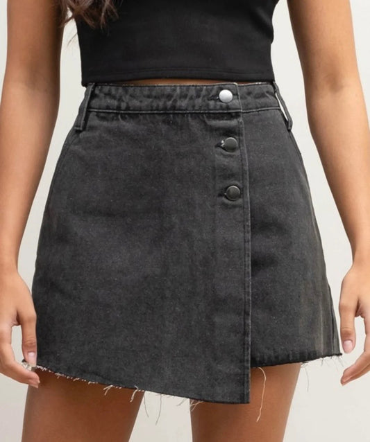 Washed Denim Mini Skort S