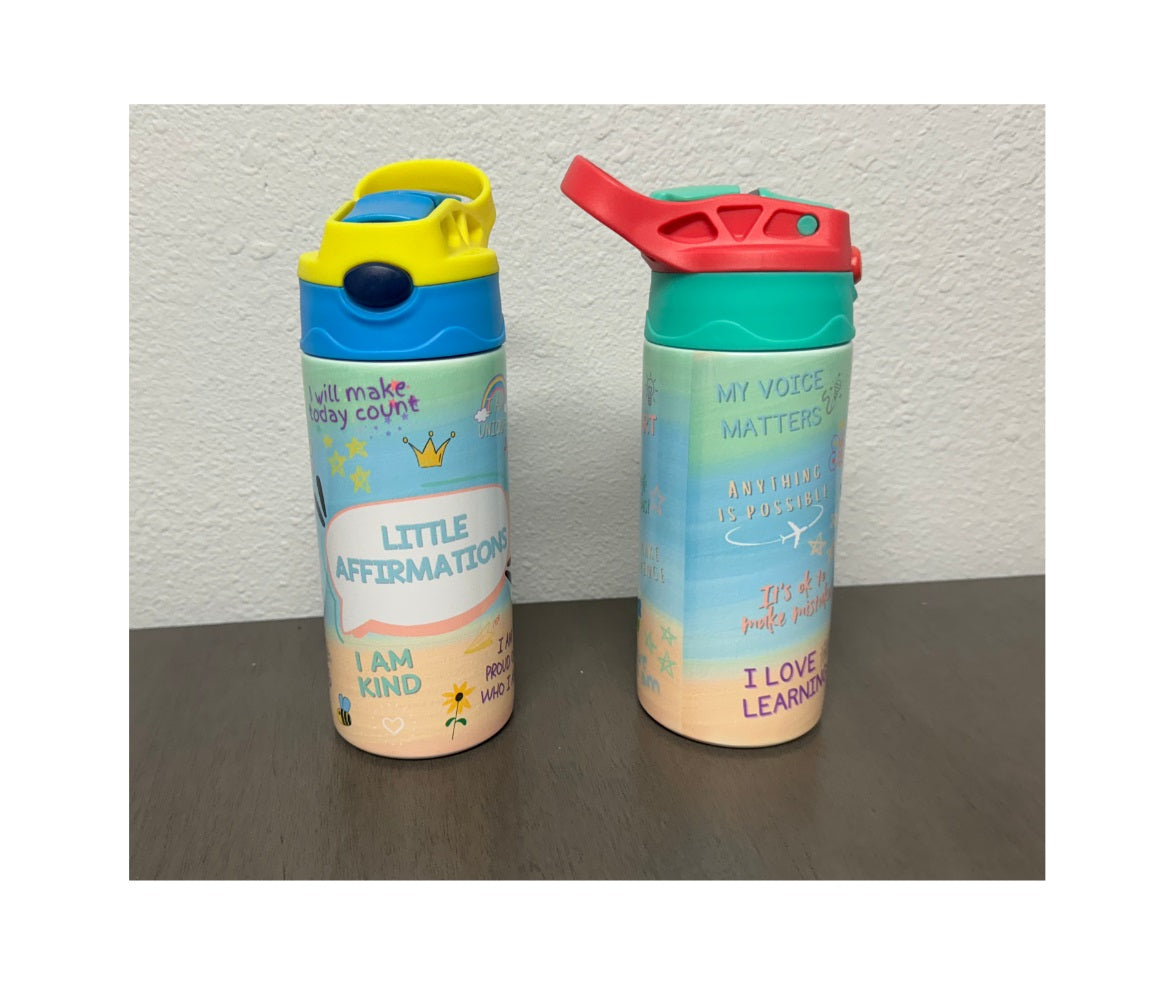 Little Affirmations Kids 12 oz Tumbler - blue/yellow lid