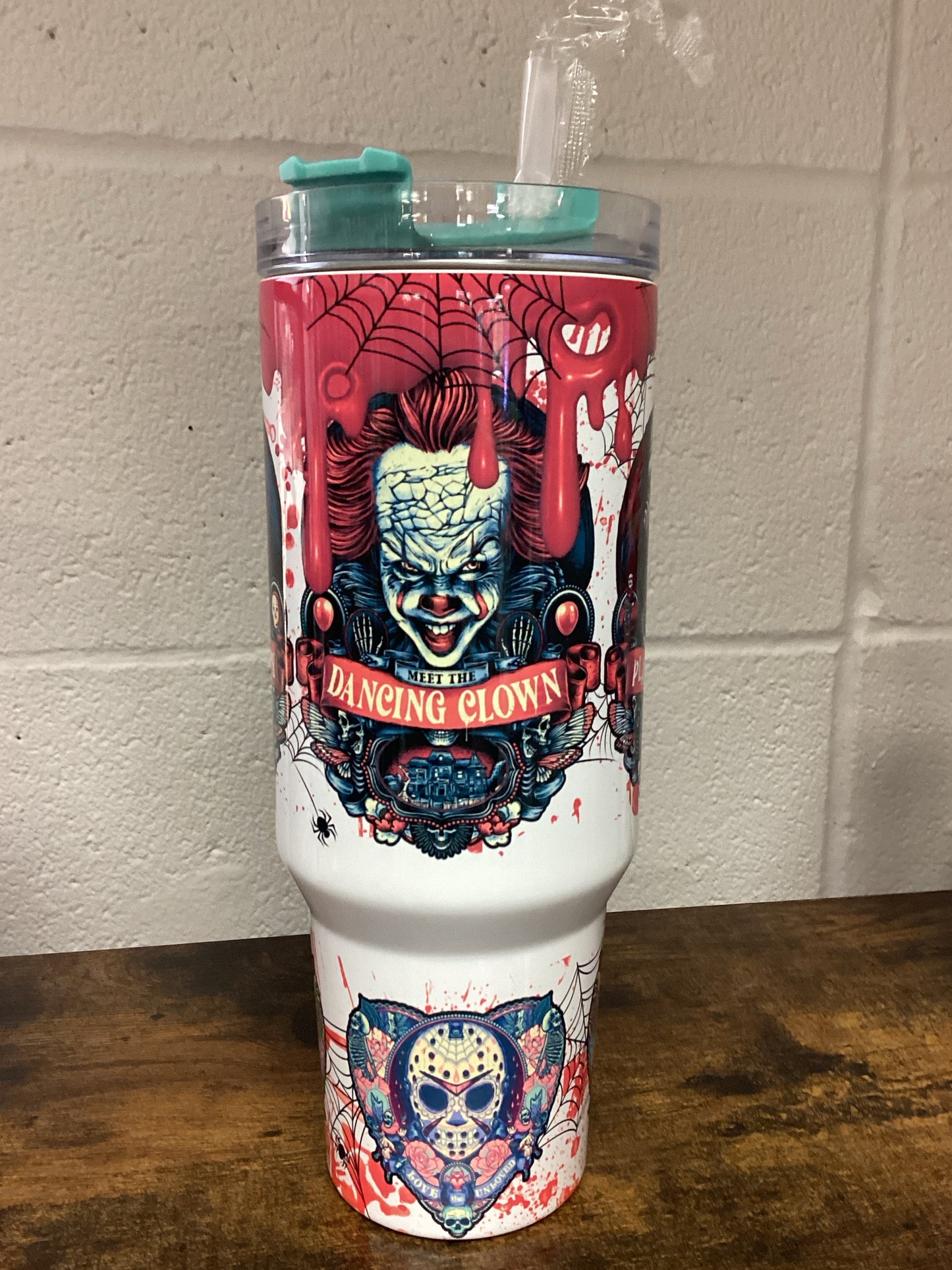 Horror 40 oz Tumbler - teal handle